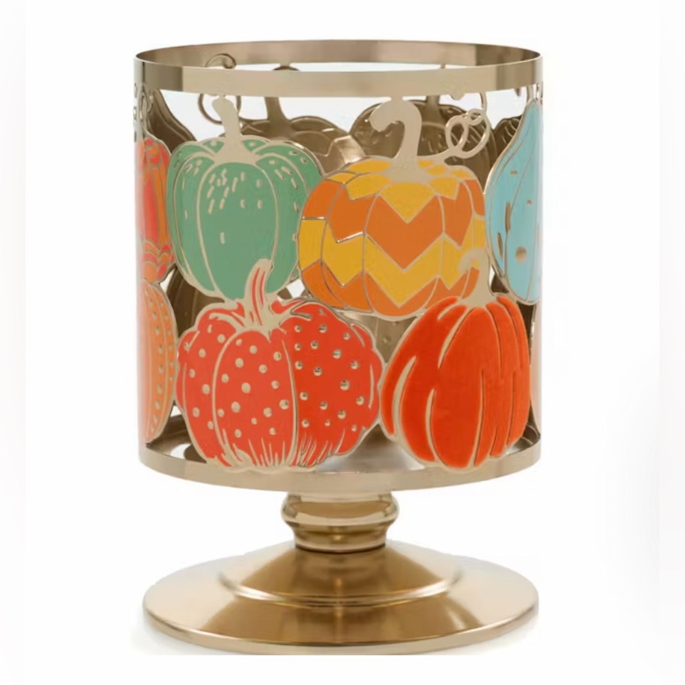 Yankee Candle Fall Gourds Pumpkin Metal Candle Holder NWT Harvest Decor